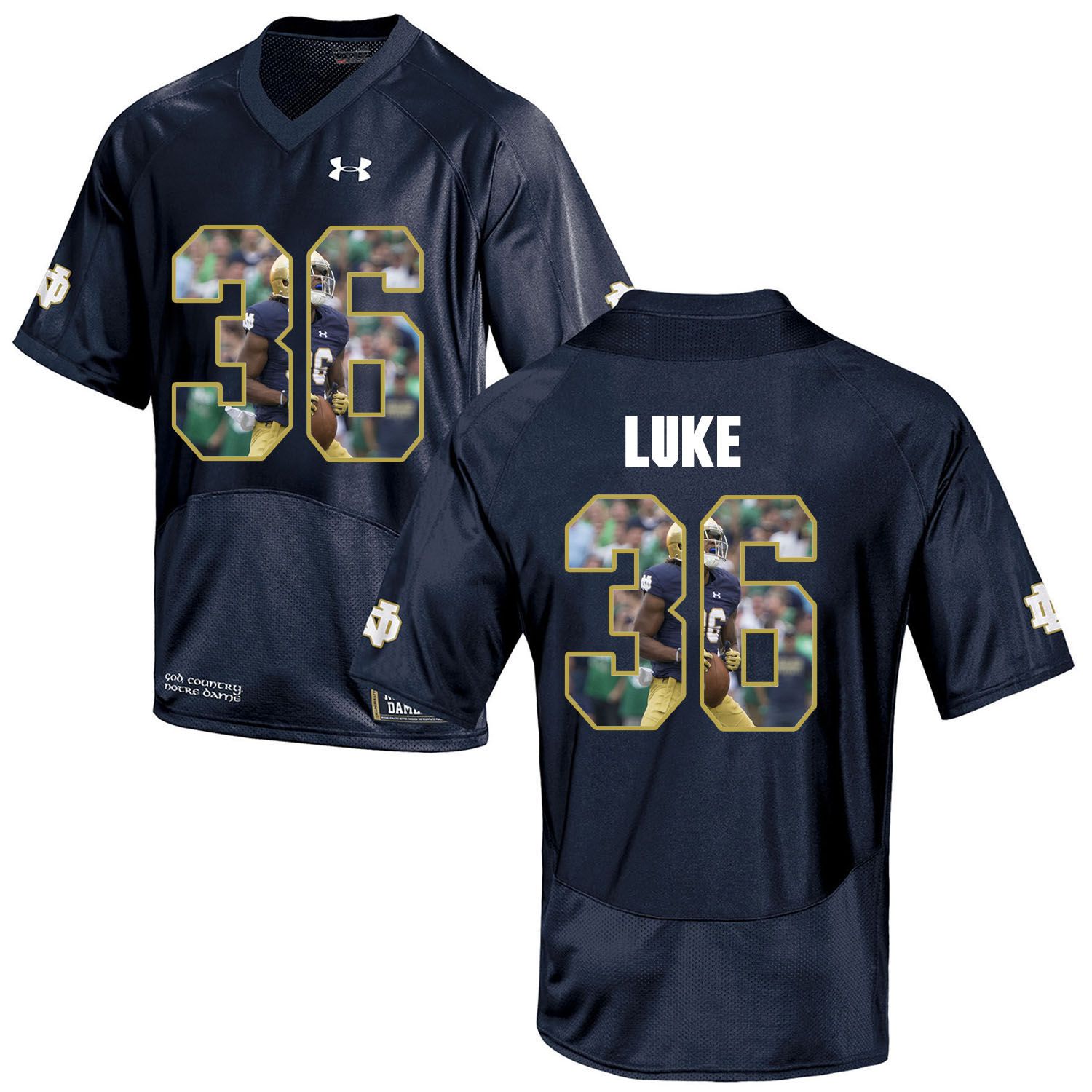Men Norte Dame Fighting Irish #36 Luke Navy Blue Fashion Edition Customized NCAA Jerseys